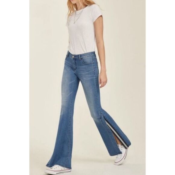 Nordstrom Blue Revival Isla Wide Leg Flared Mid Rise Denim Women’s Jeans 26 - Picture 1 of 11